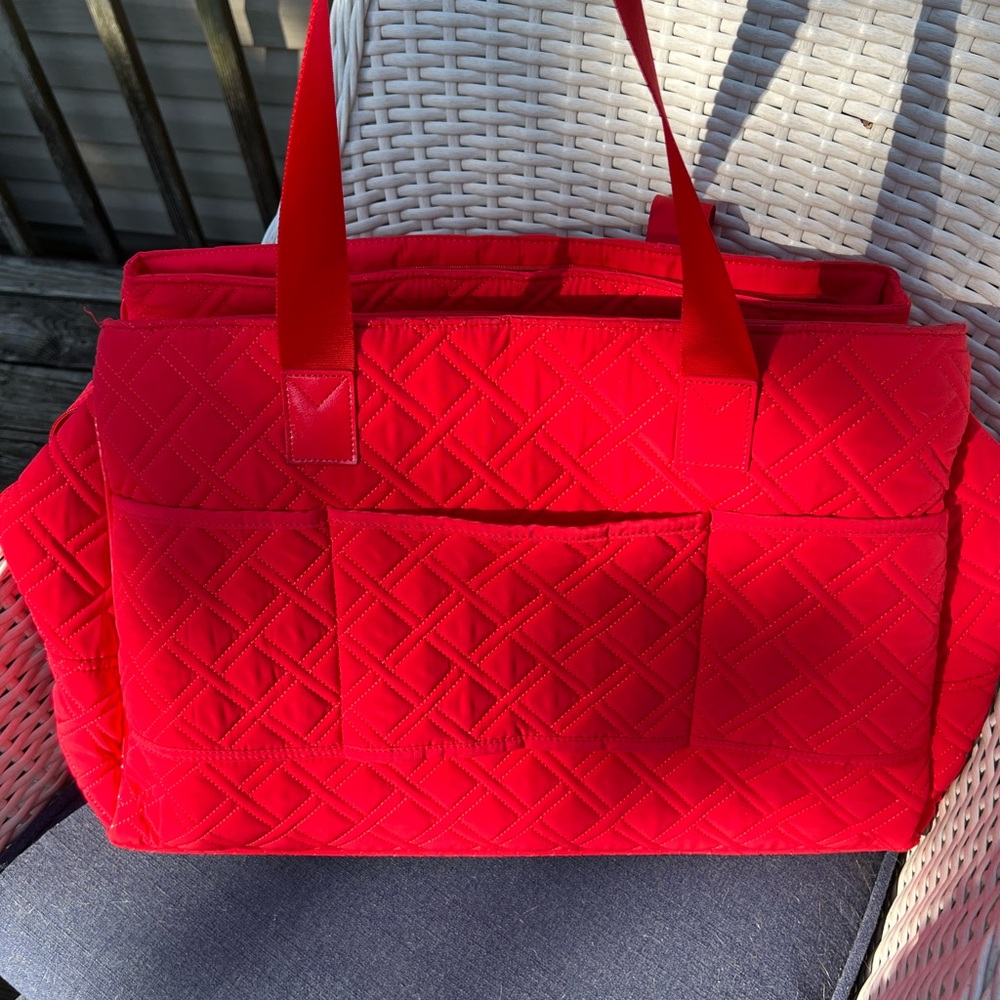 Vera Bradley Vibrant Red Quilted Travel Bag - Picture 7 of 13